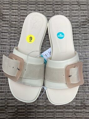 NWT REEF Lana Buckle Slide Shoes Vintage Tan Cream 9